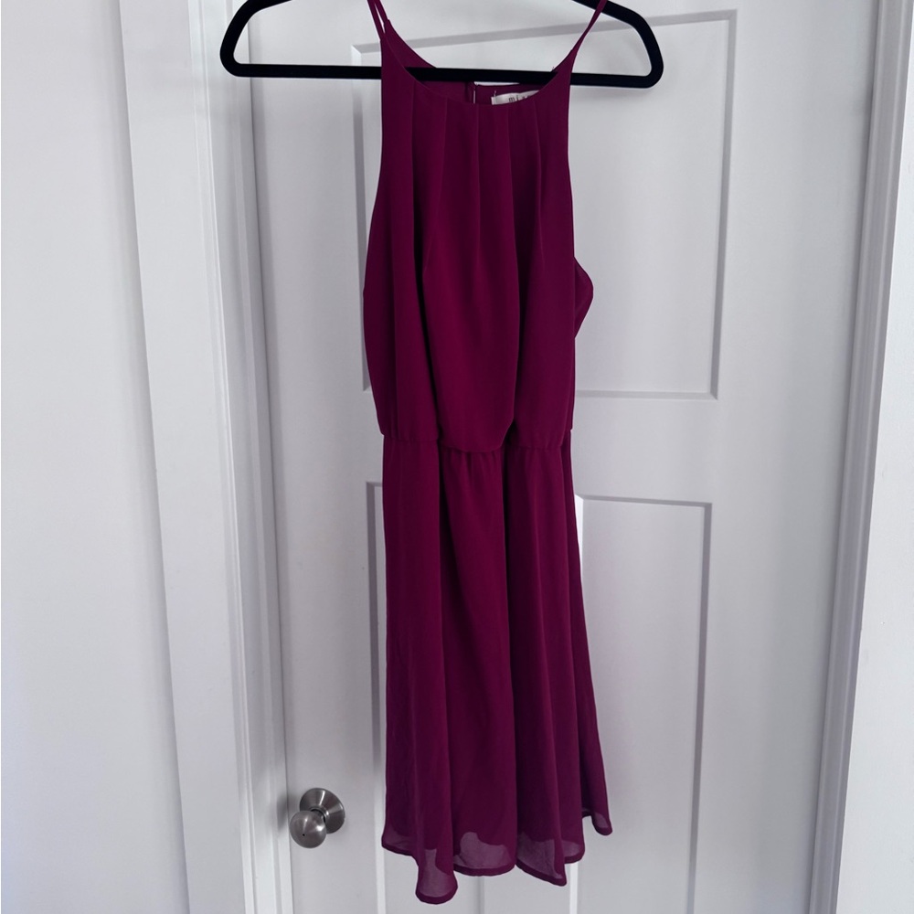 Elegant Burgundy Sleeveless mini Dress